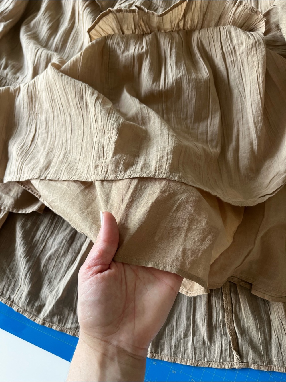NWT Aerie Real Good Tiered Ruffle Midi Skirt XL Beige Tan 100% Cotton Boho - Picture 7 of 16